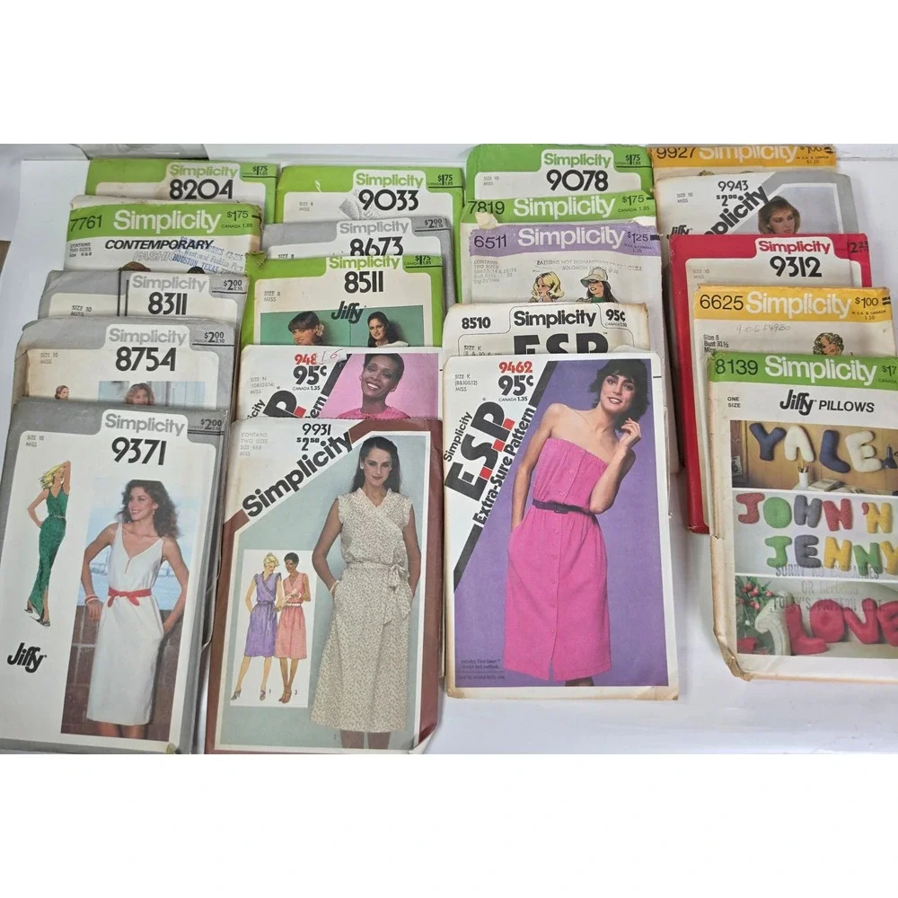 Lot of 40 Vintage Sewing Patterns 1970s 1980s Simplicity Butterick Prairie Dress